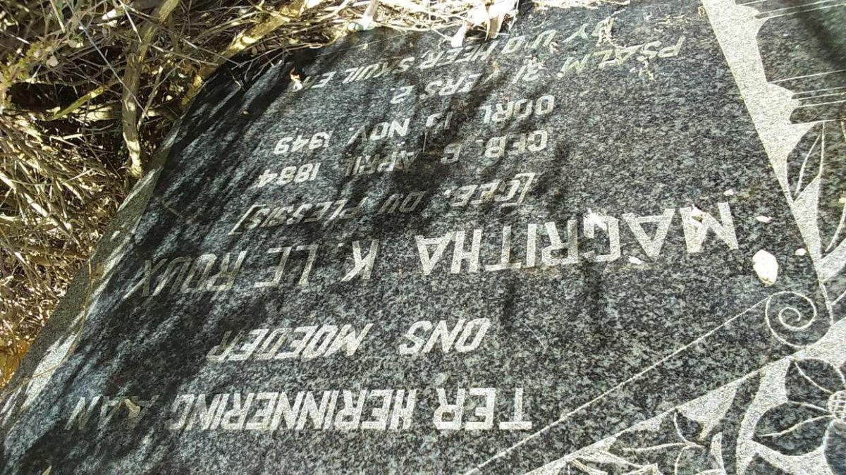 ROUX Magritha K., le nee DU PLESSIS 1884-1949