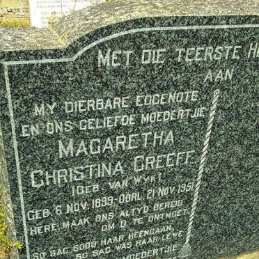 GREEFF Magaretha Christina nee VAN WYK 1899-1951