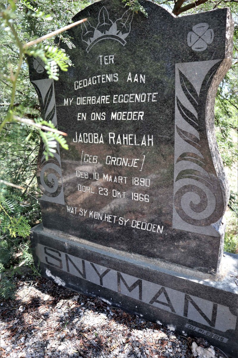 SNYMAN Jacoba Rahelah nee CRONJE 1890-1966