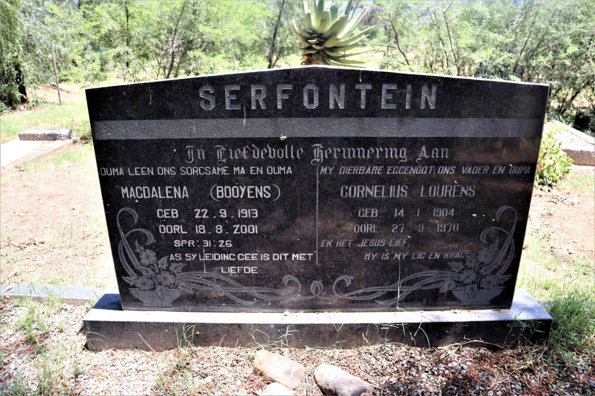 SERFONTEIN Cornelius Lourens 1904-1978 &amp; Magdalena BOOYENS 1913-2001