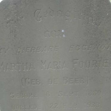 FOURIE Martha Maria nee DE BEER 1880-1933