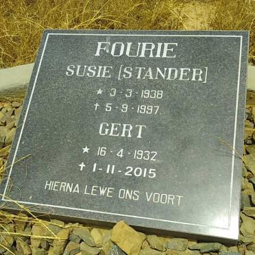FOURIE Gert 1932-2015 &amp; Susie STANDER 1938-1997