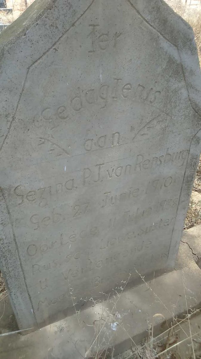 RENSBURG Gezina P., J. van 1910-1938