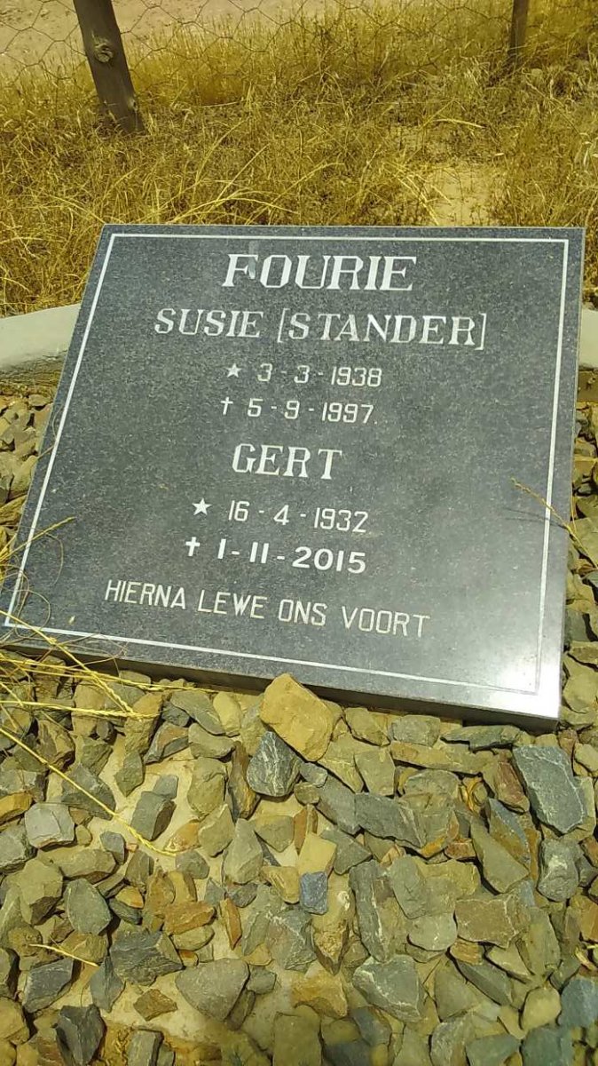 FOURIE Gert 1932-2015 &amp; Susie STANDER 1938-1997