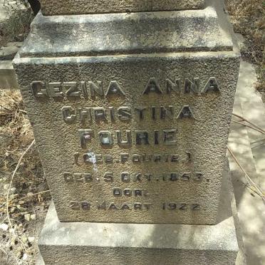 FOURIE Gezina Anna Christina nee FOURIE 1853-1922