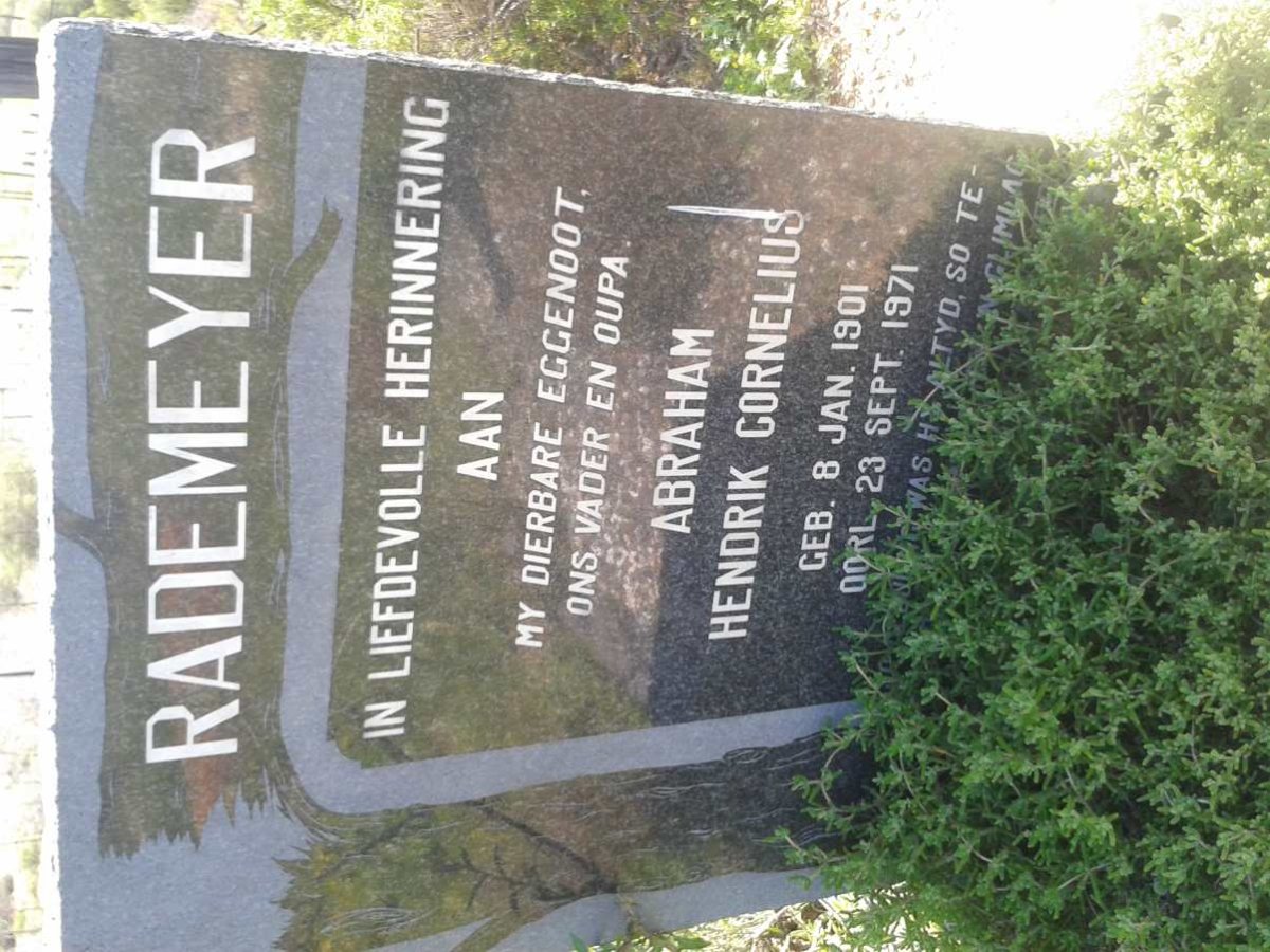 RADEMEYER Abraham Hendrik Cornelius 1901-1971