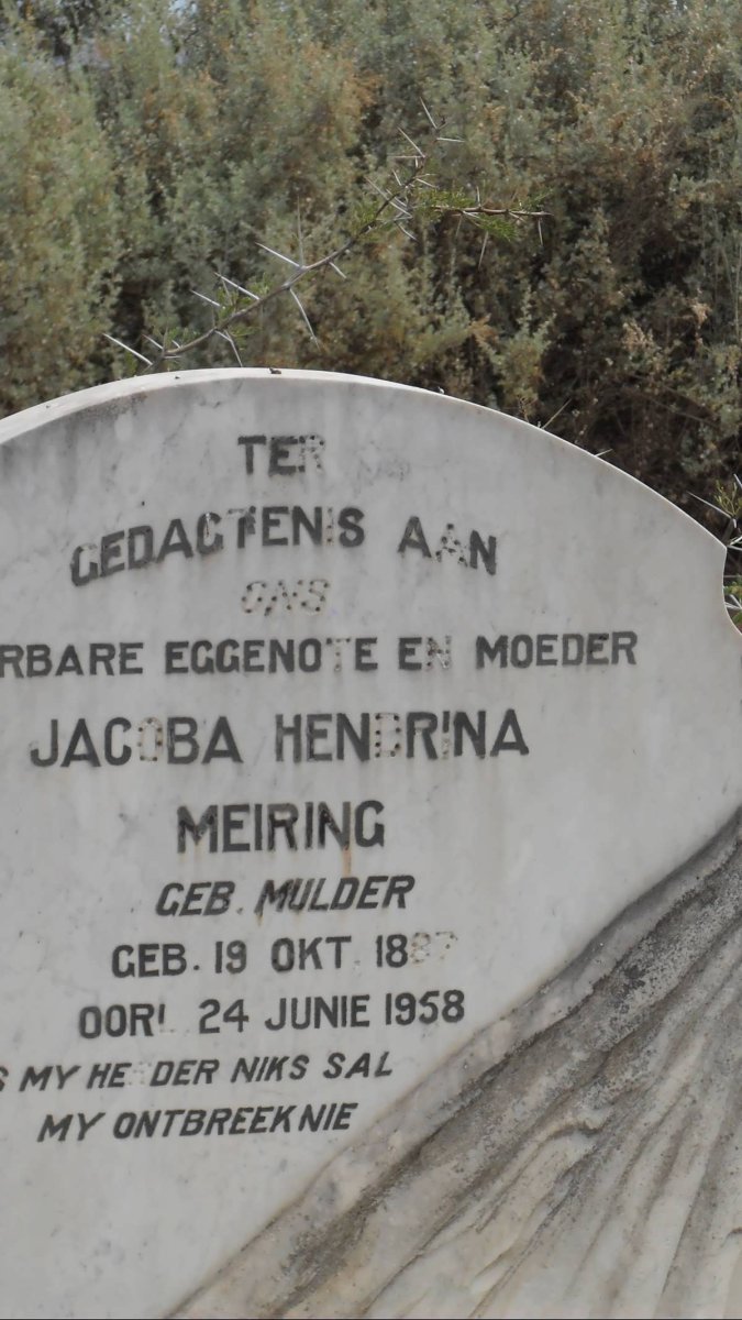 MEIRING Jacoba Hendrina nee MULDER 1887-1958