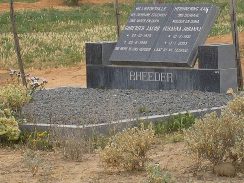 RHEEDER Godfried Jacob 1925-1995 &amp; Susanna Johanna 1931-2003