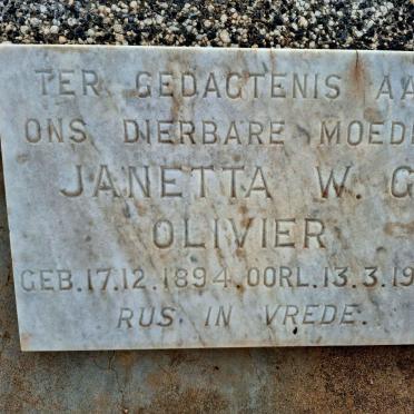OLIVIER Janetta W.G. 1894-1956