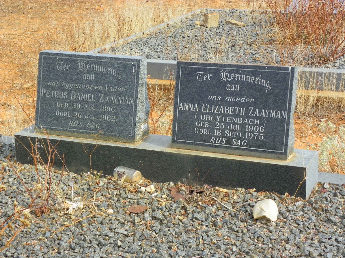 ZAAYMAN Petrus Daniel 1896-1962 &amp; Anna Elizabeth BREYTENBACH 1906-1975