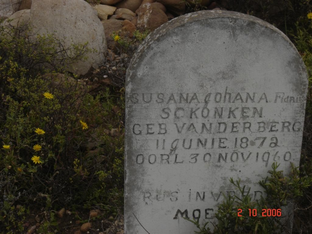 SCKONKEN Susana Johana Fidr? nee VAN DER BERG 1872-1960