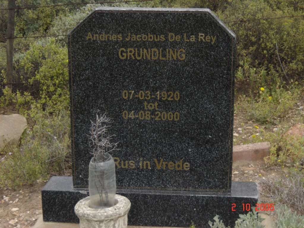 GRUNDLING Andries Jacobus de la Rey 1920-2000