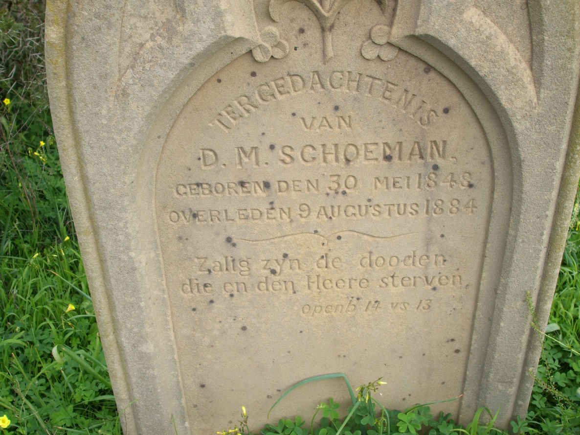 SCHOEMAN D.M. 1848-1884
