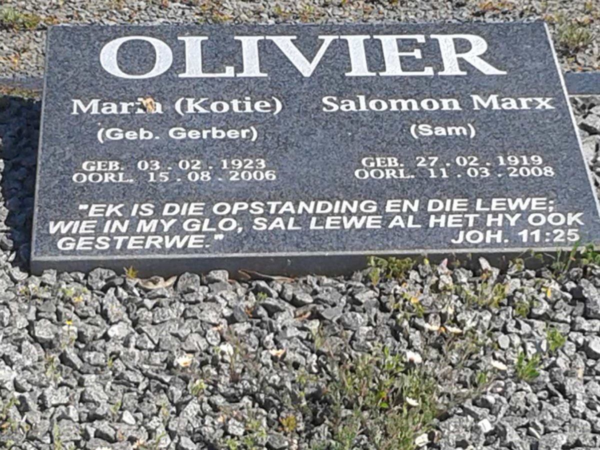 OLIVIER Salomon Marx 1919-2008 &amp; Maria GERBER 1923-2006