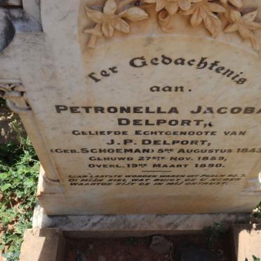 DELPORT Petronella Jacoba nee SCHOEMAN 1843-1890