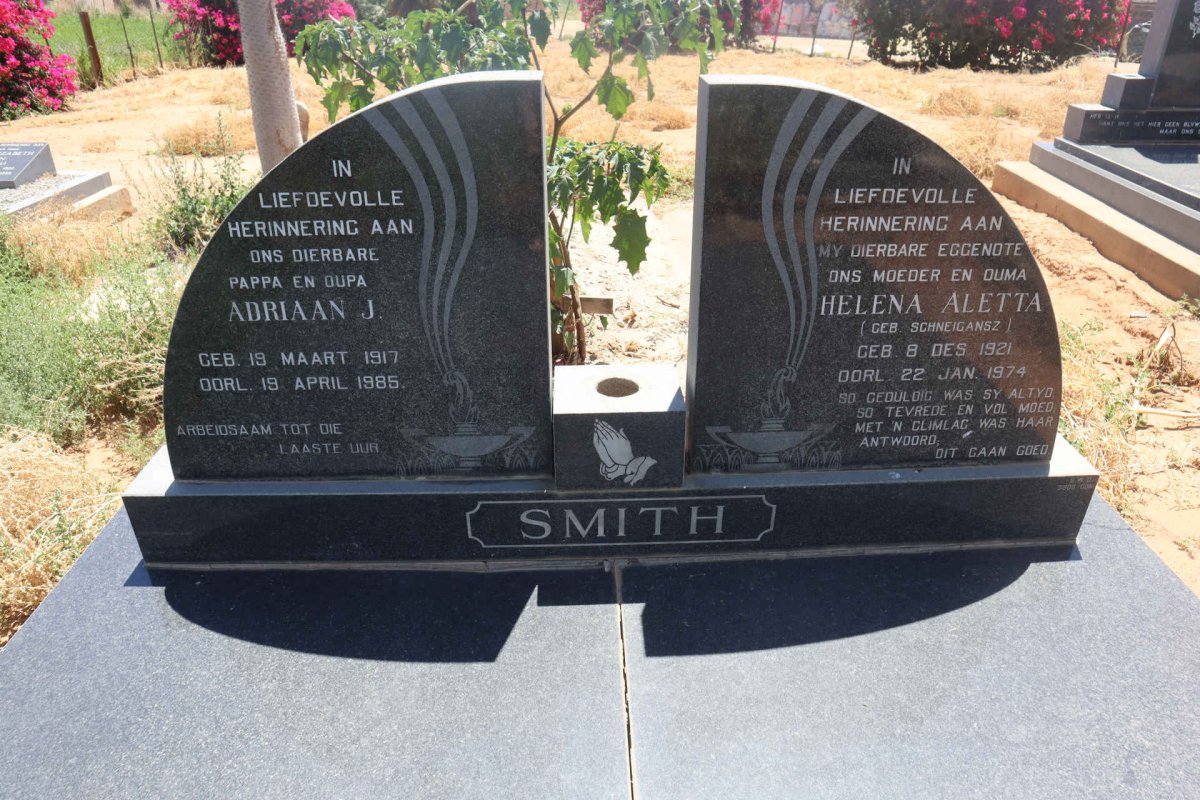 SMITH Adriaan J. 1917-1985 &amp; Helena Aletta SCHNEIGANSZ 1921-1974