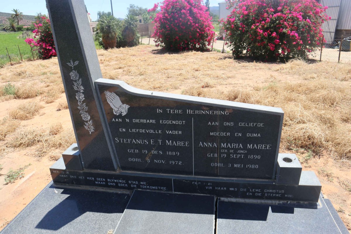 MAREE Stefanus E.T. 1889-1972 &amp; Anna Maria DE JONGH 1890-1980