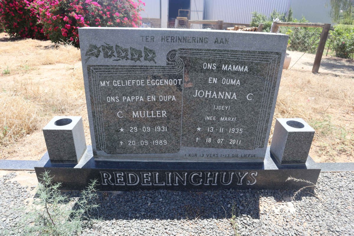 REDELINGHUYS C. Muller 1931-1989 &amp; Johanna C. MARX 1935-2011