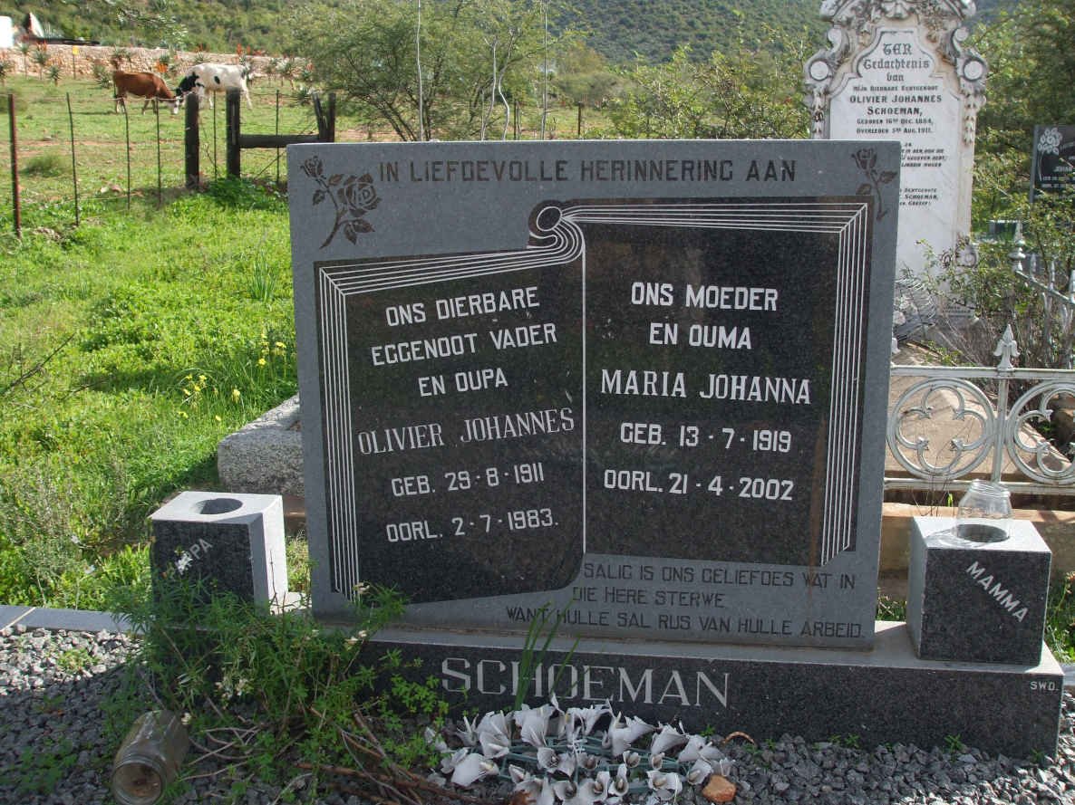 SCHOEMAN Olivier Johannes 1911-1983 &amp; Maria Johanna 1919-2002
