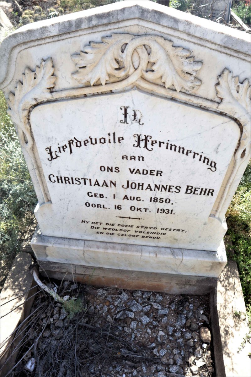BEHR Christiaan Johannes 1850-1931