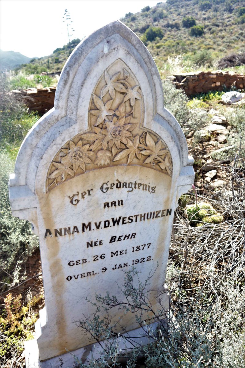 WESTHUIZEN Anna M., v.d. nee BEHR 1877-1922