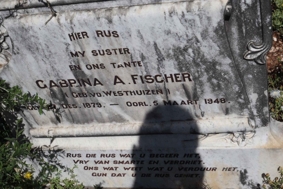 FISCHER Gabrina A. nee V.D. WESTHUIZEN 1879-1948