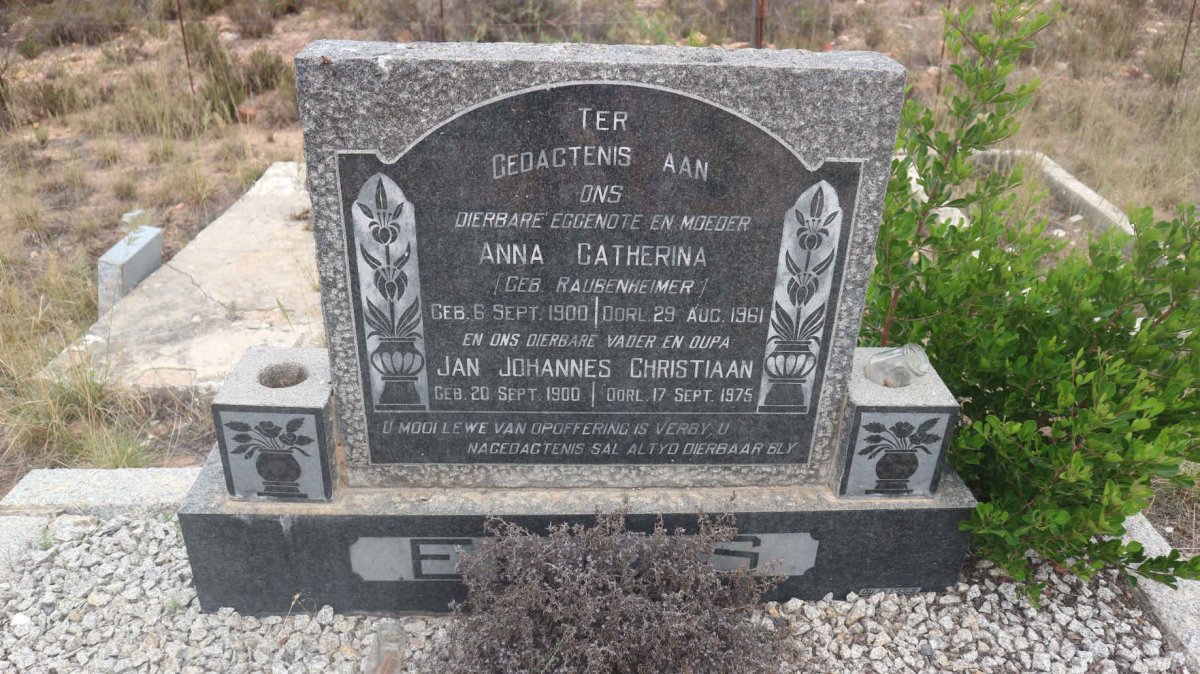 ELLIS Jan Johannes Christiaan 1900-1975 &amp; Anna Catherina RAUBENHEIMER 1900-1961