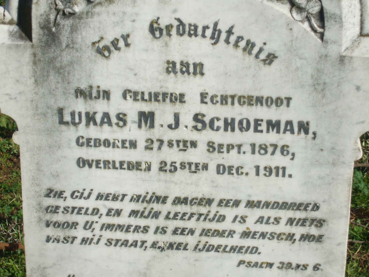 SCHOEMAN Lukas M.J. 1876-1922