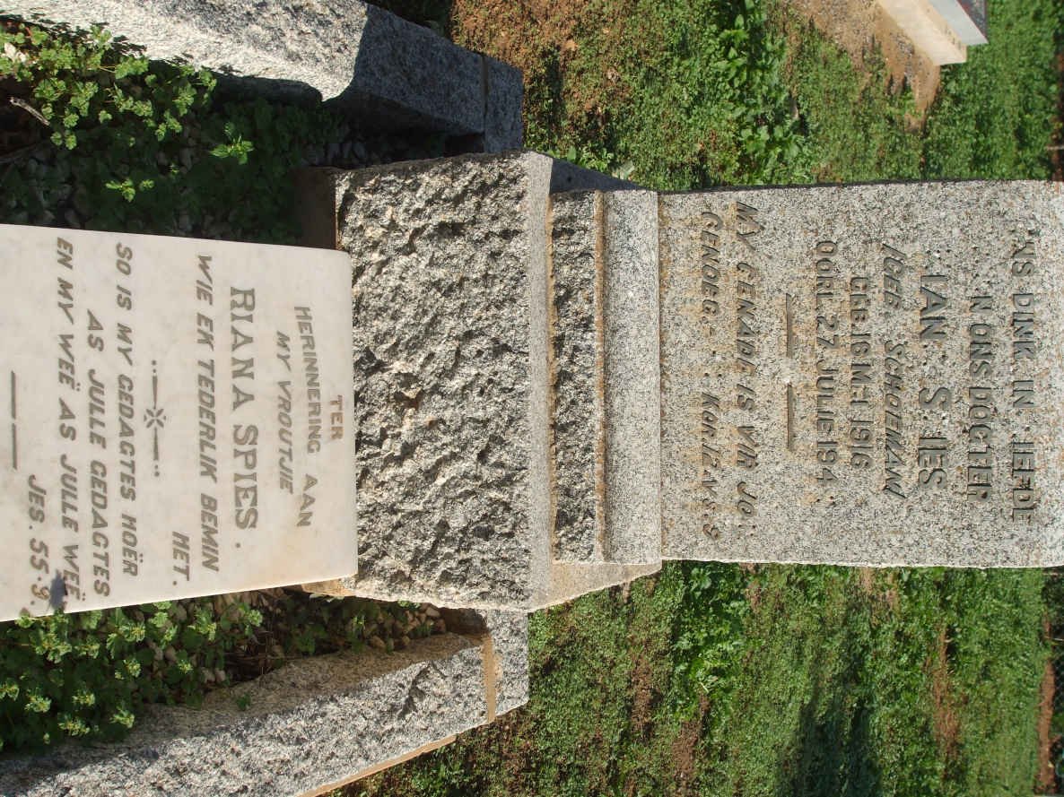 SPIES Riana nee SCHOEMAN 1916-194?