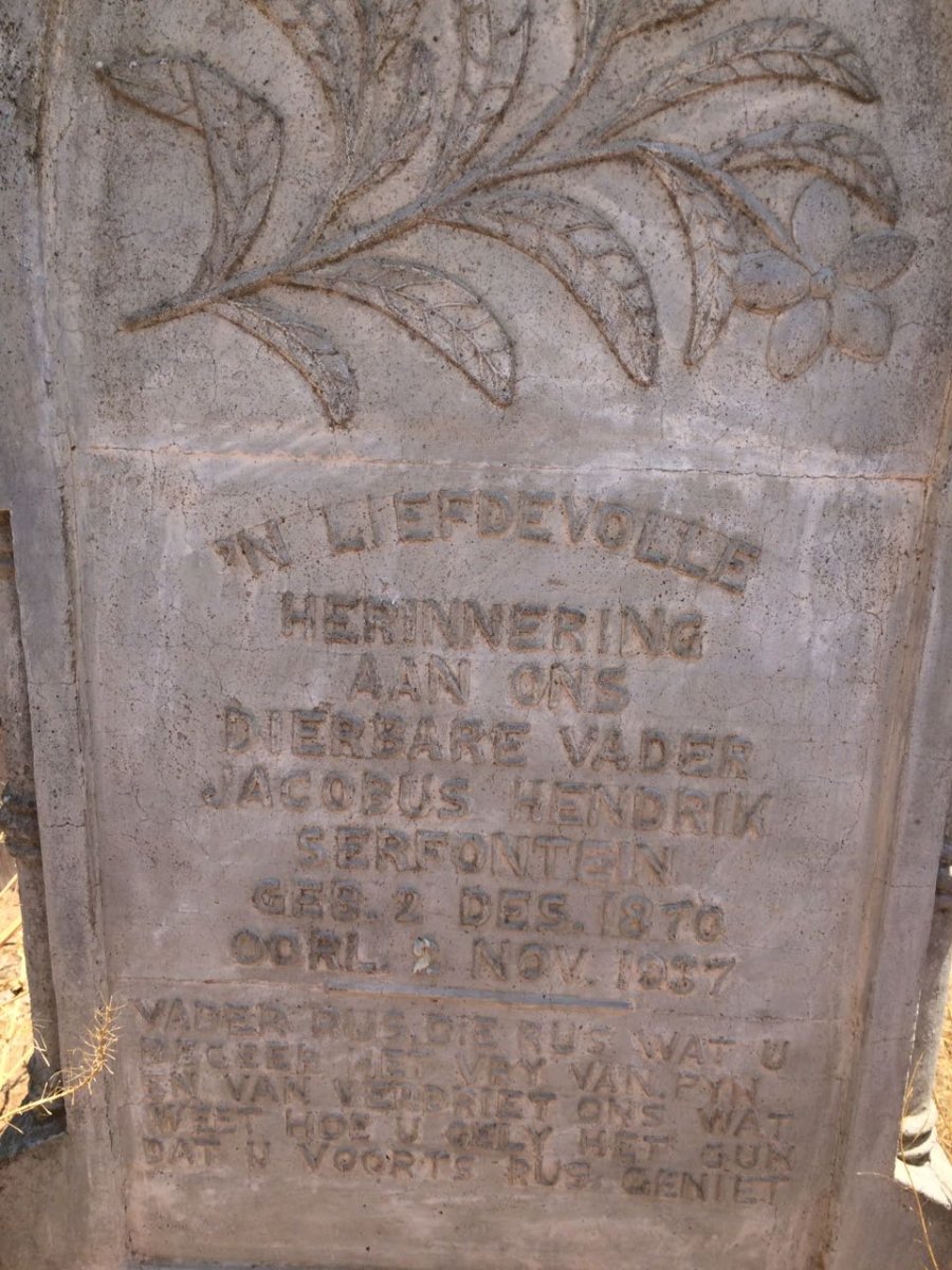 SERFONTEIN Jacobus Hendrik 1870-1937