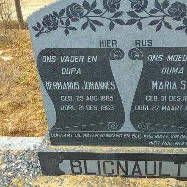BLIGNAULT Hermanus Johannes 1885-1963 &amp; Maria S.K. 1888-1957