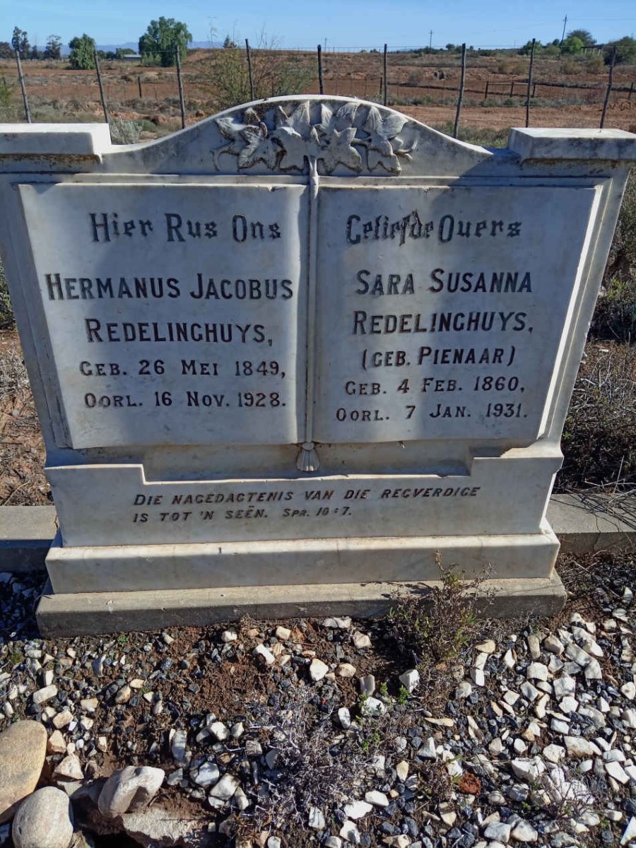 REDELINGHUYS Hermanus Jacobus 1849-1928 & Sara Susanna PIENAAR 1860-1931