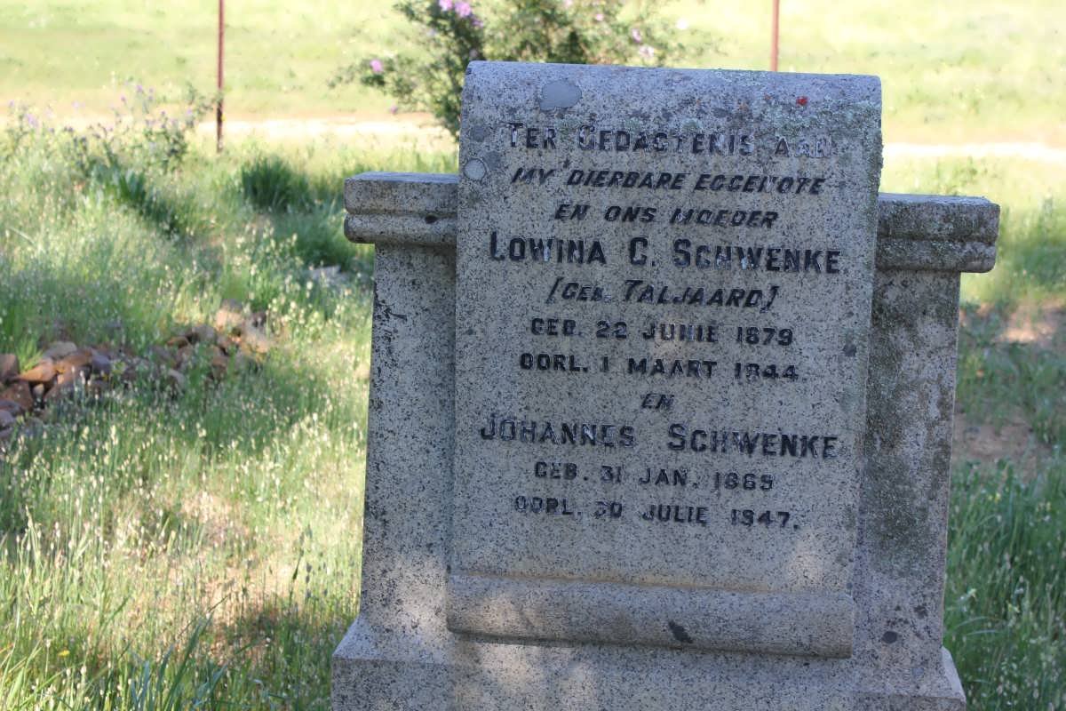 SCHWENKE Johannes 1869-1947 &amp; Lowina C. TALJAARD 1879-1944