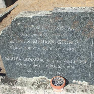 GEORGE Jacobus Adriaan 1867-1954 &amp; Martha Johanna de VILLIERS 1864-1931