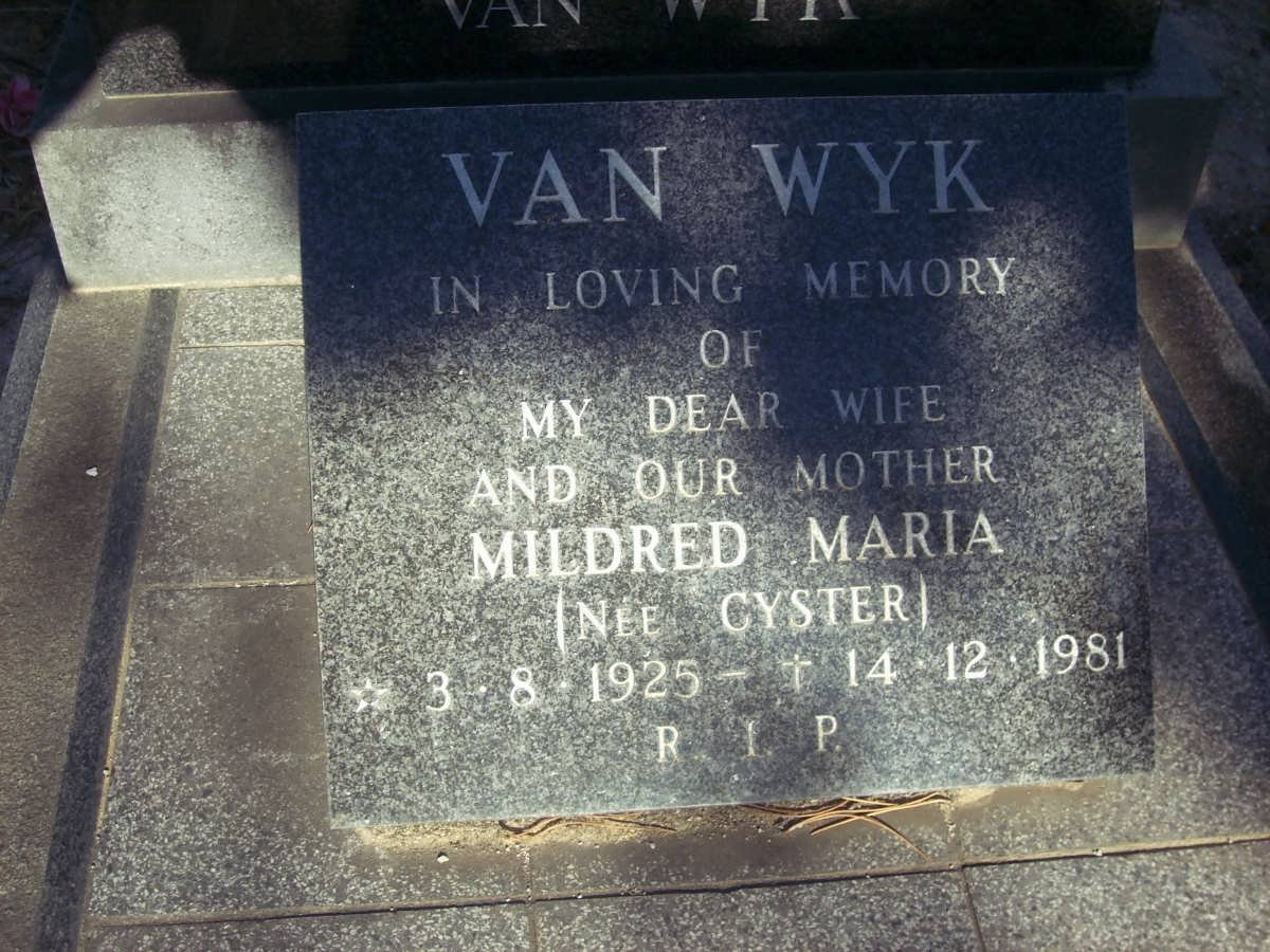 WYK Mildred Maria, van nee CYSTER 1925-1981