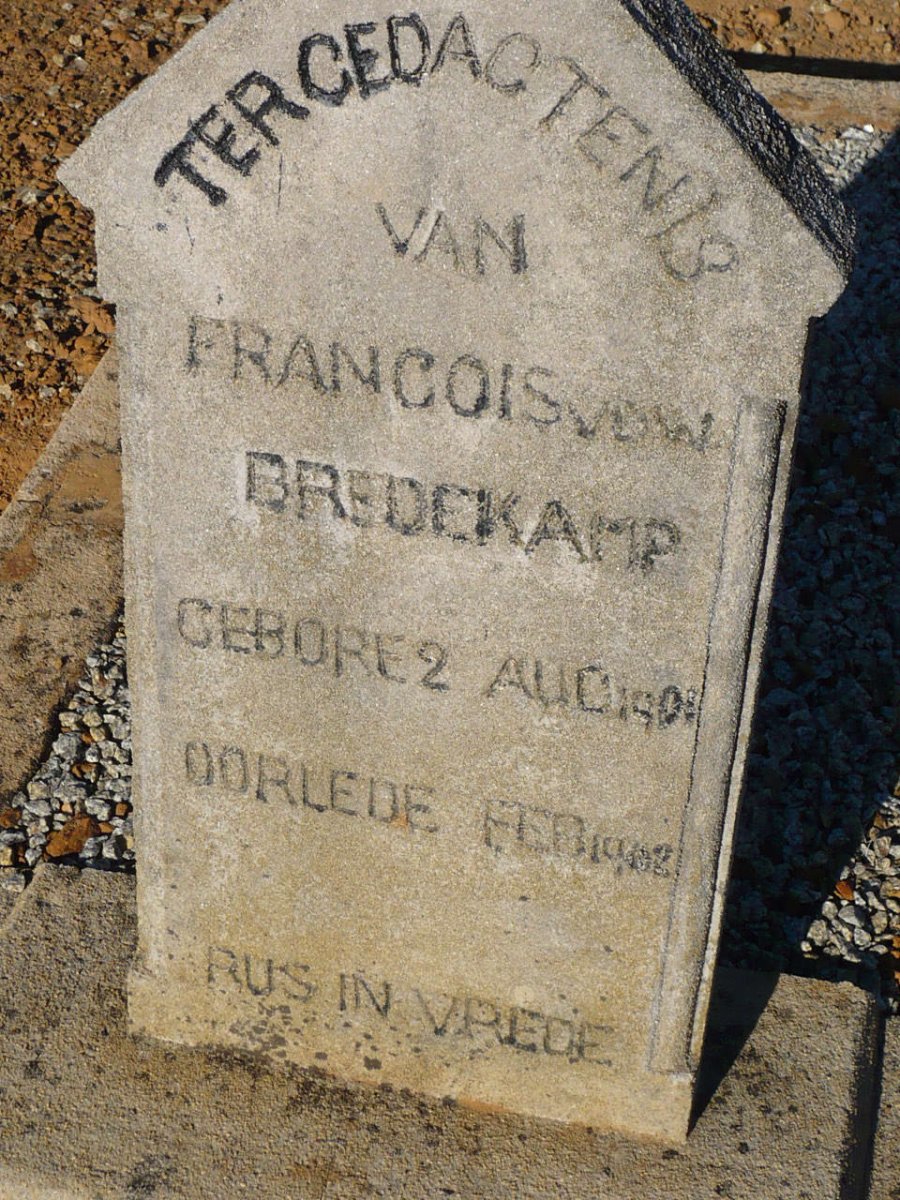 BREDEKAMP Francois vd W 1901-1902