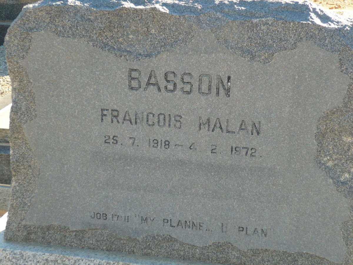 BASSON Francois Malan 1918-1972