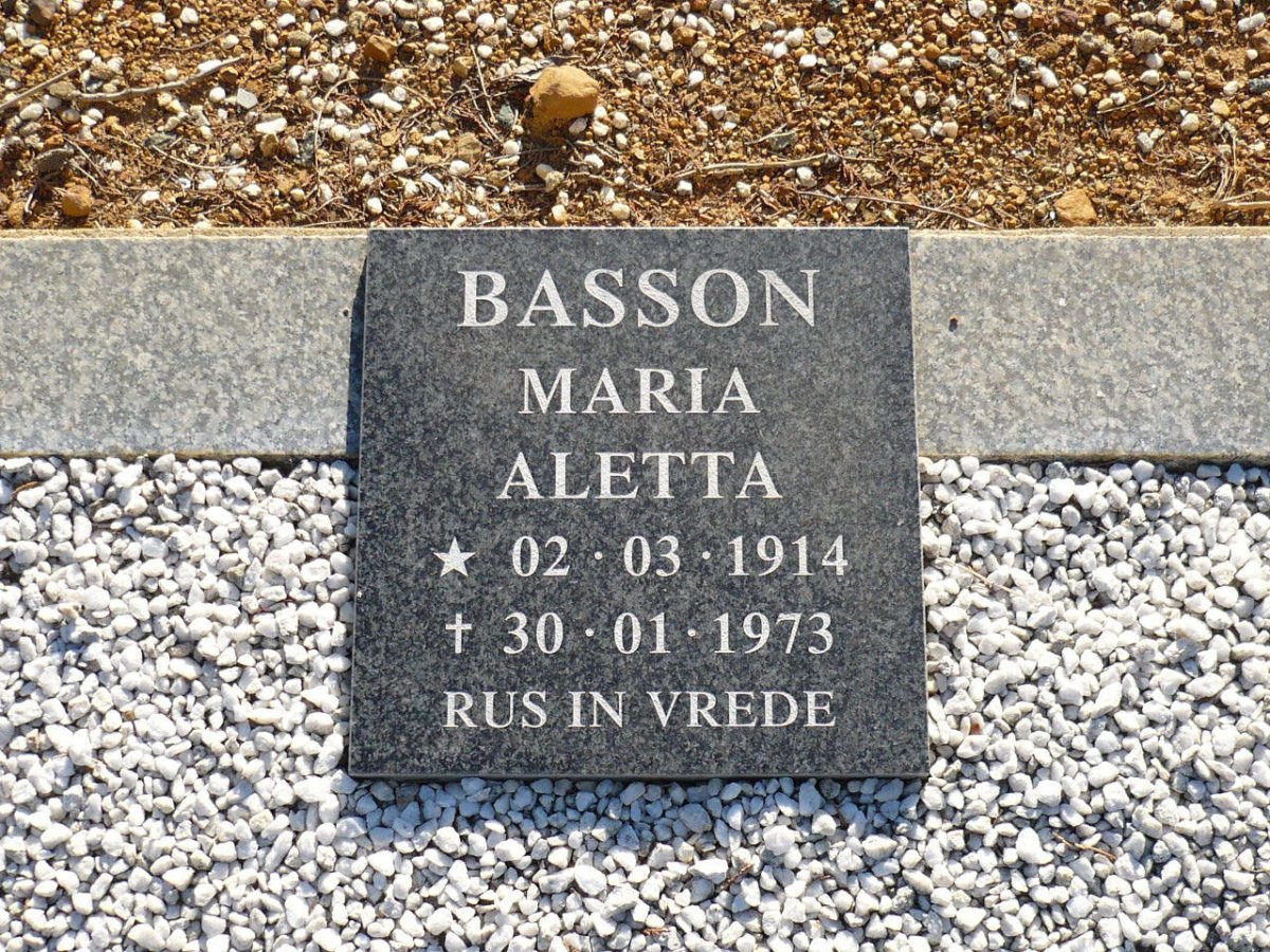 BASSON Maria Aletta 1914-1973