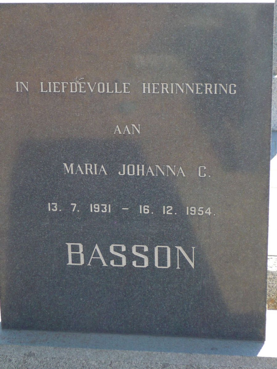 BASSON Maria Johanna C.1931-1954