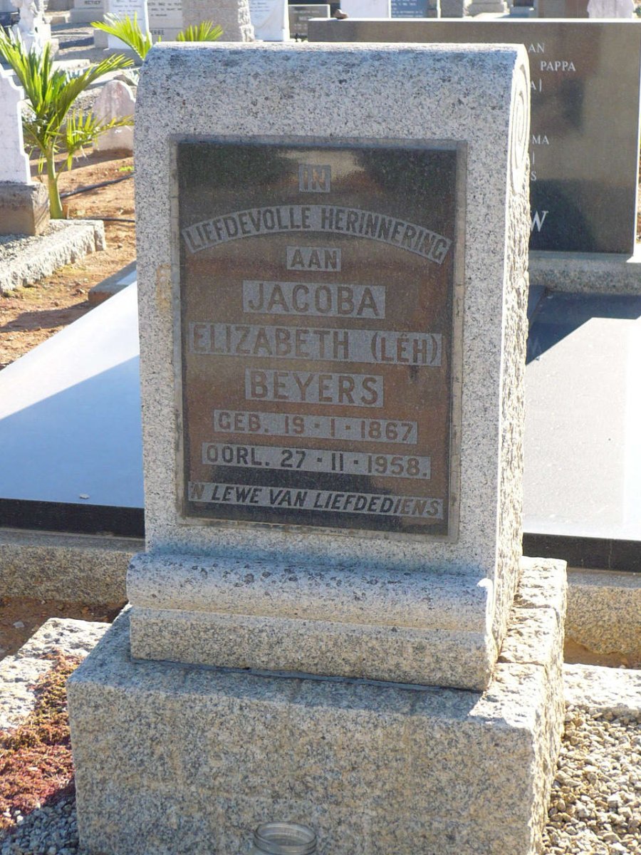 BEYERS Jacoba Elizabeth 1867-1958