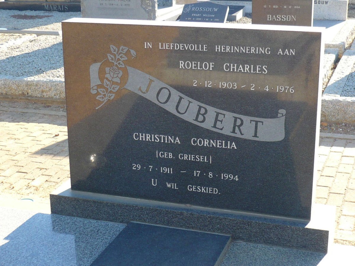 JOUBERT Roelof Charles 1903-1976 &amp; Christina Cornelia GRIESEL 1911-1994