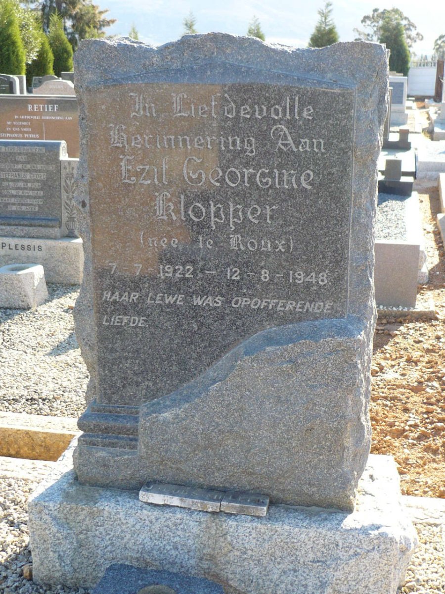 KLOPPER Ezif Georgine nee LE ROUX 1922-1948