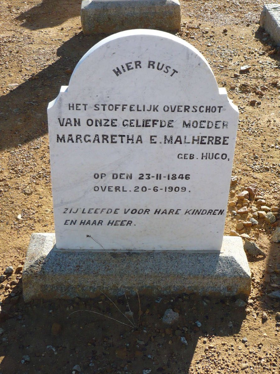 MALHERBE Margaretha E. nee HUGO 1846-1909