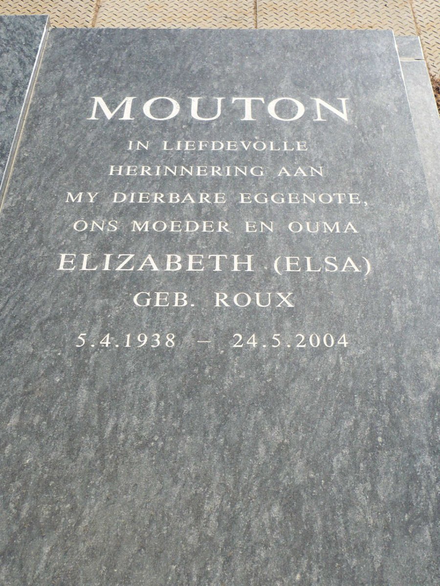 MOUTON Elizabeth nee ROUX 1938-2004