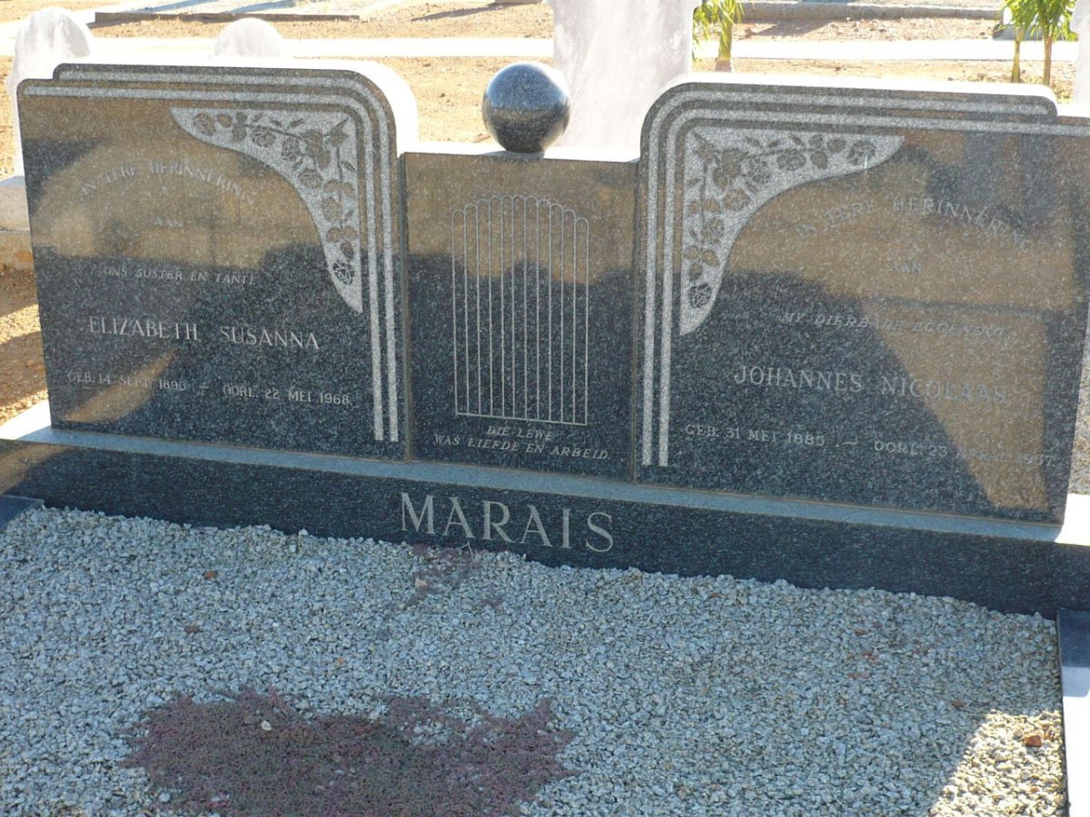 MARAIS Johannes Nicolaas 1885-1957 &amp; Elizabeth Susanna 1890-1968