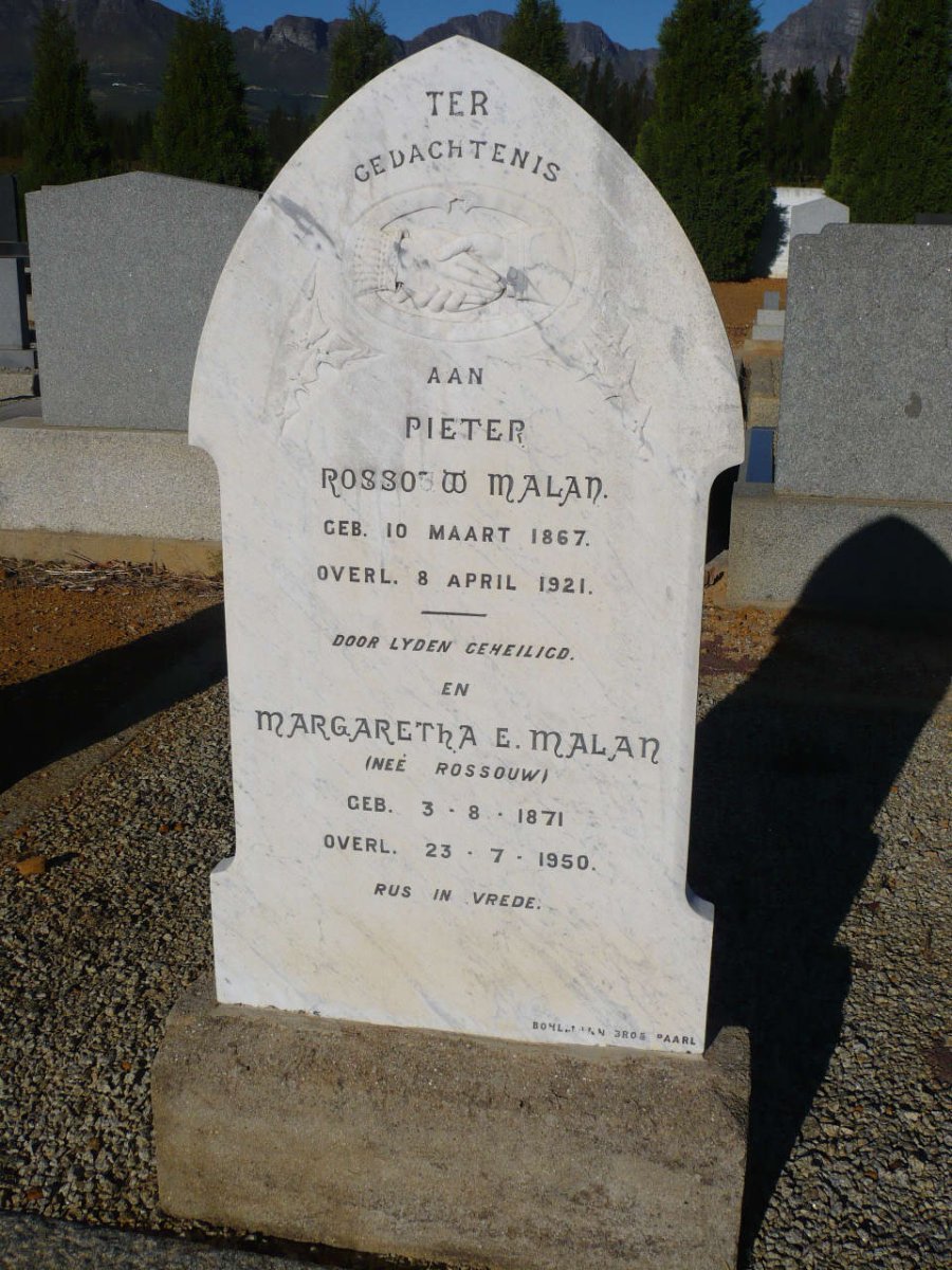 MALAN Pieter Rossouw 1867-1921 &amp; Margaretha E. ROSSOUW 1871-1950