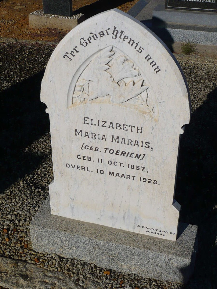 MARAIS Elizabeth Maria nee TOERIEN 1857-1928