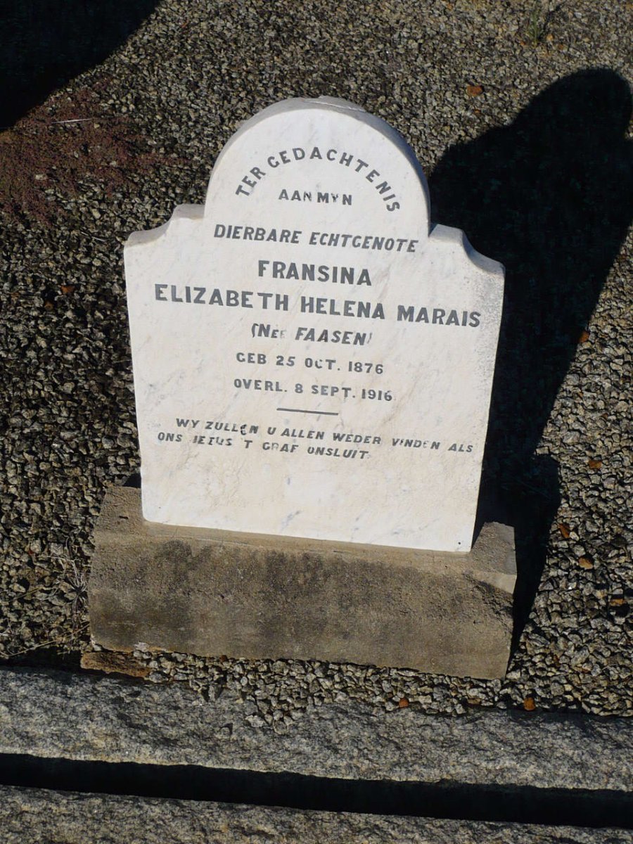 MARAIS Fransina Elizabeth Helena nee FAASEN 1876-1916