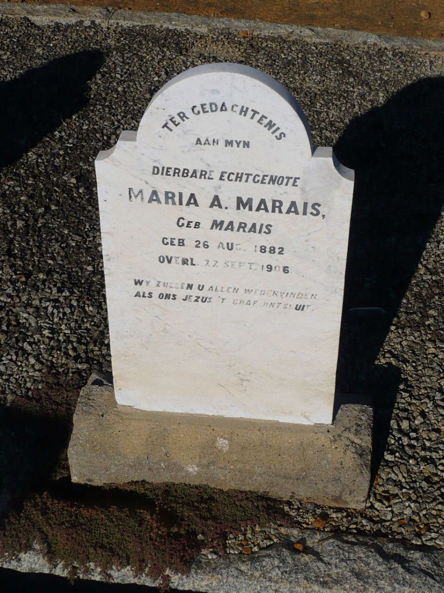 MARAIS Maria A. nee MARAIS 1882-1906