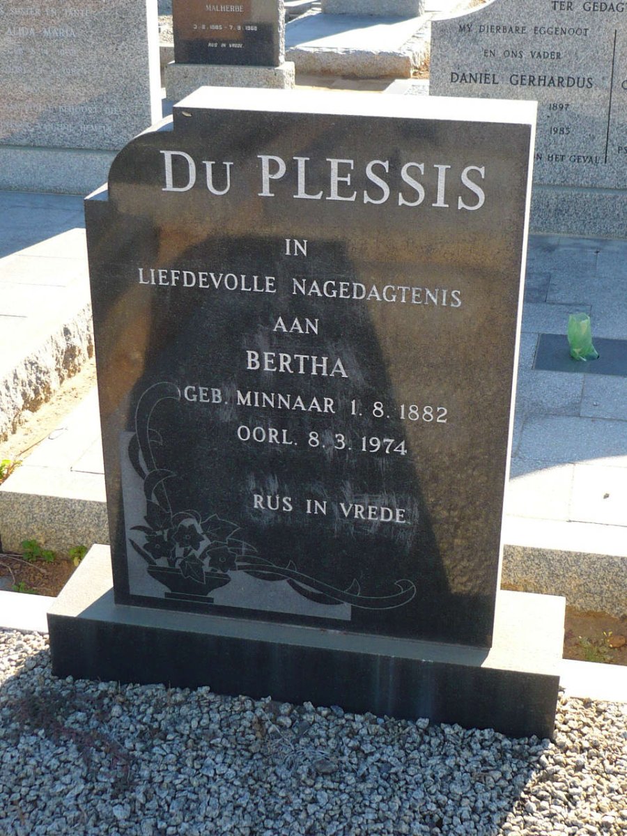 PLESSIS Bertha, du nee MINNAAR 1882-1974